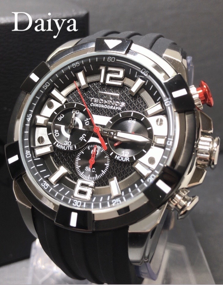TECHNOS テクノス 正規品 腕時計 ラバーベルト クロノグラフ クォーツ 