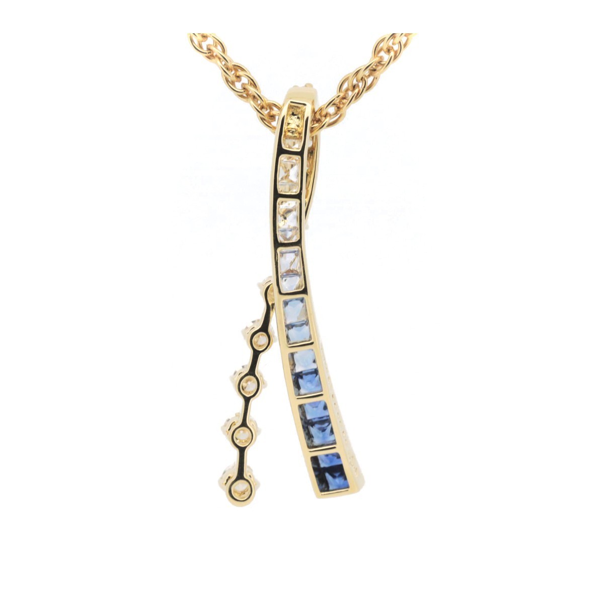 june sapphire diamond pendant S1.5ct D0.8ct K18YG 18 gold necklace attaching pawnshop exhibition 