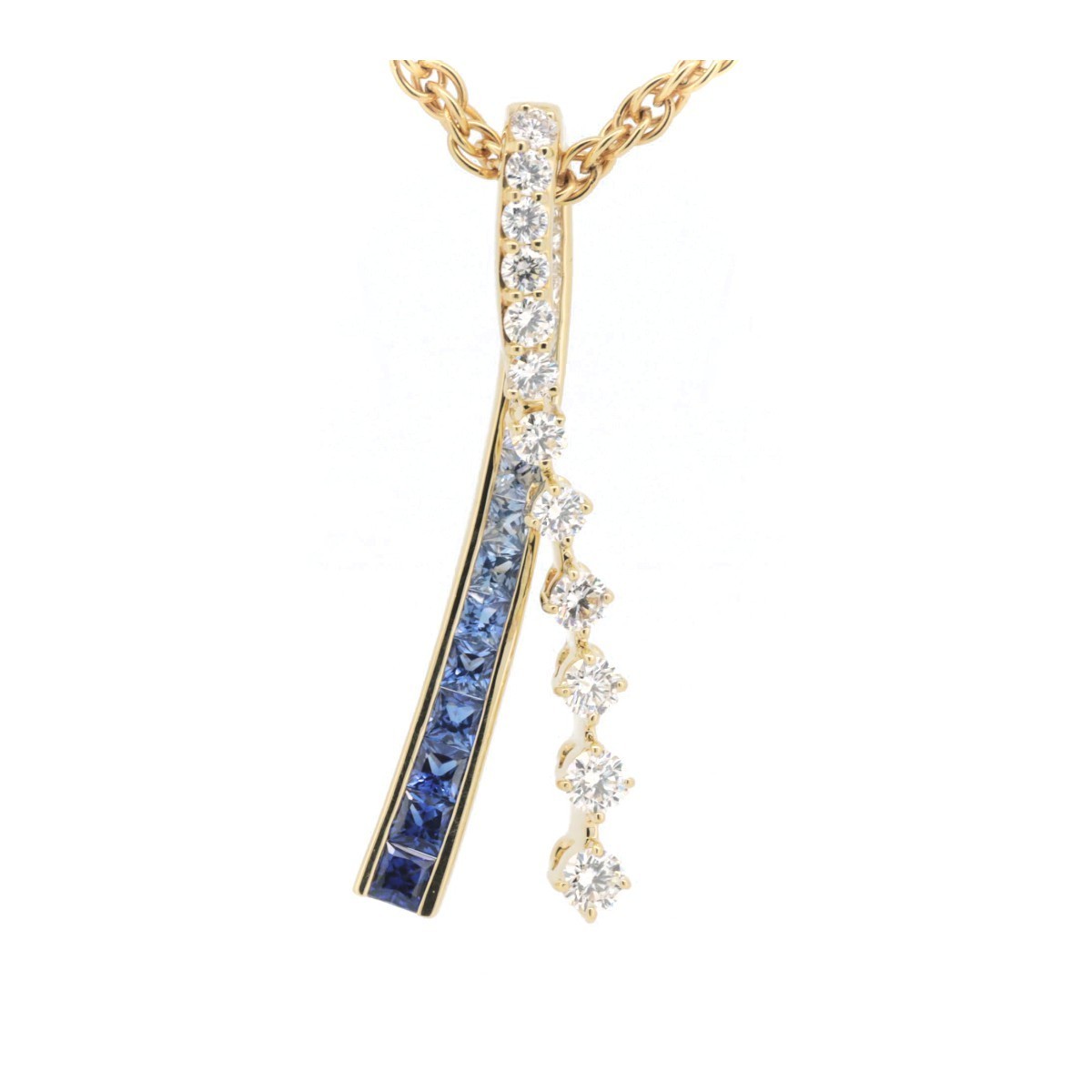 june sapphire diamond pendant S1.5ct D0.8ct K18YG 18 gold necklace attaching pawnshop exhibition 