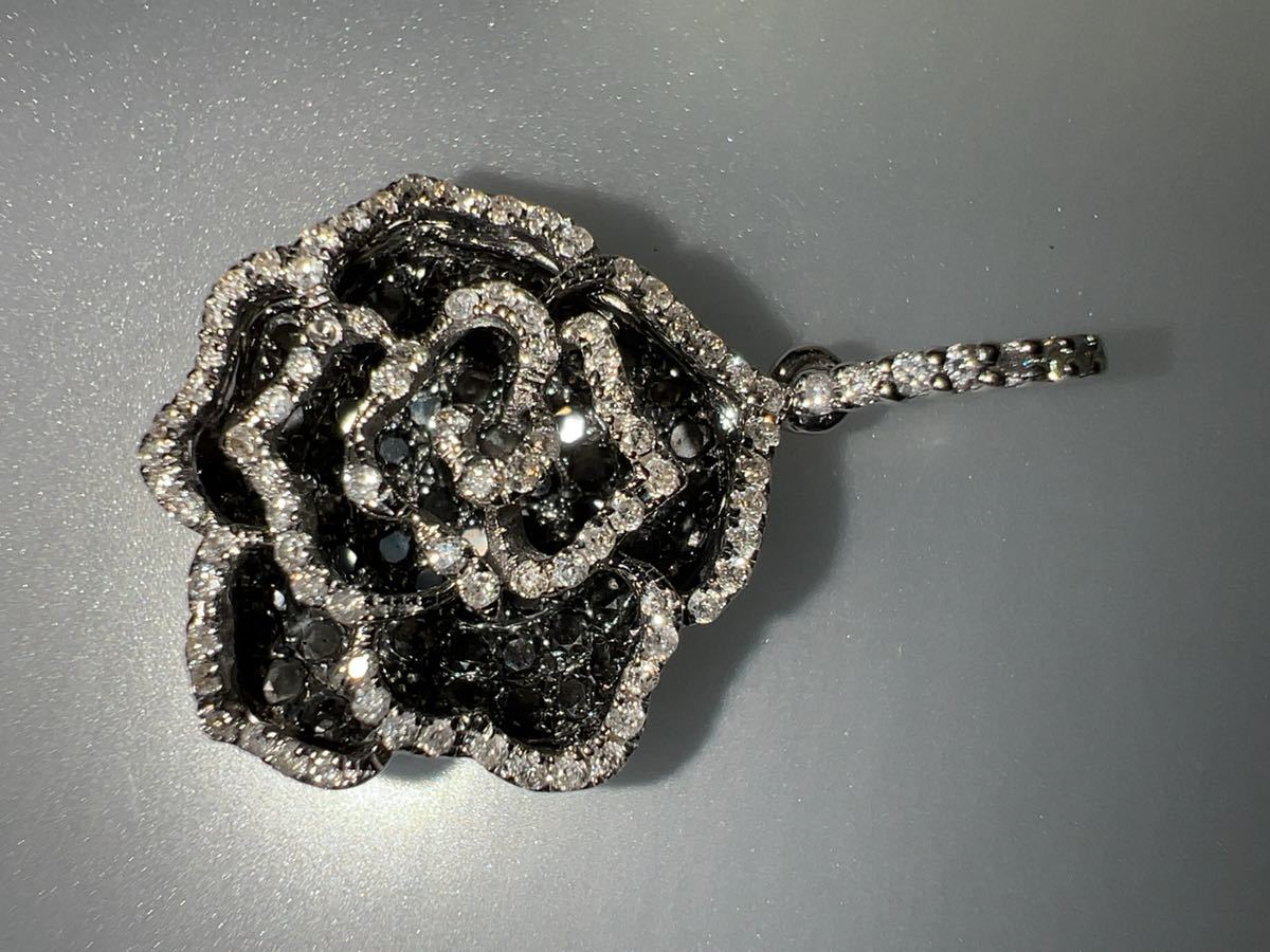 [ stock disposal ]K18WG black diamond Monde, diamond pendant KS3391