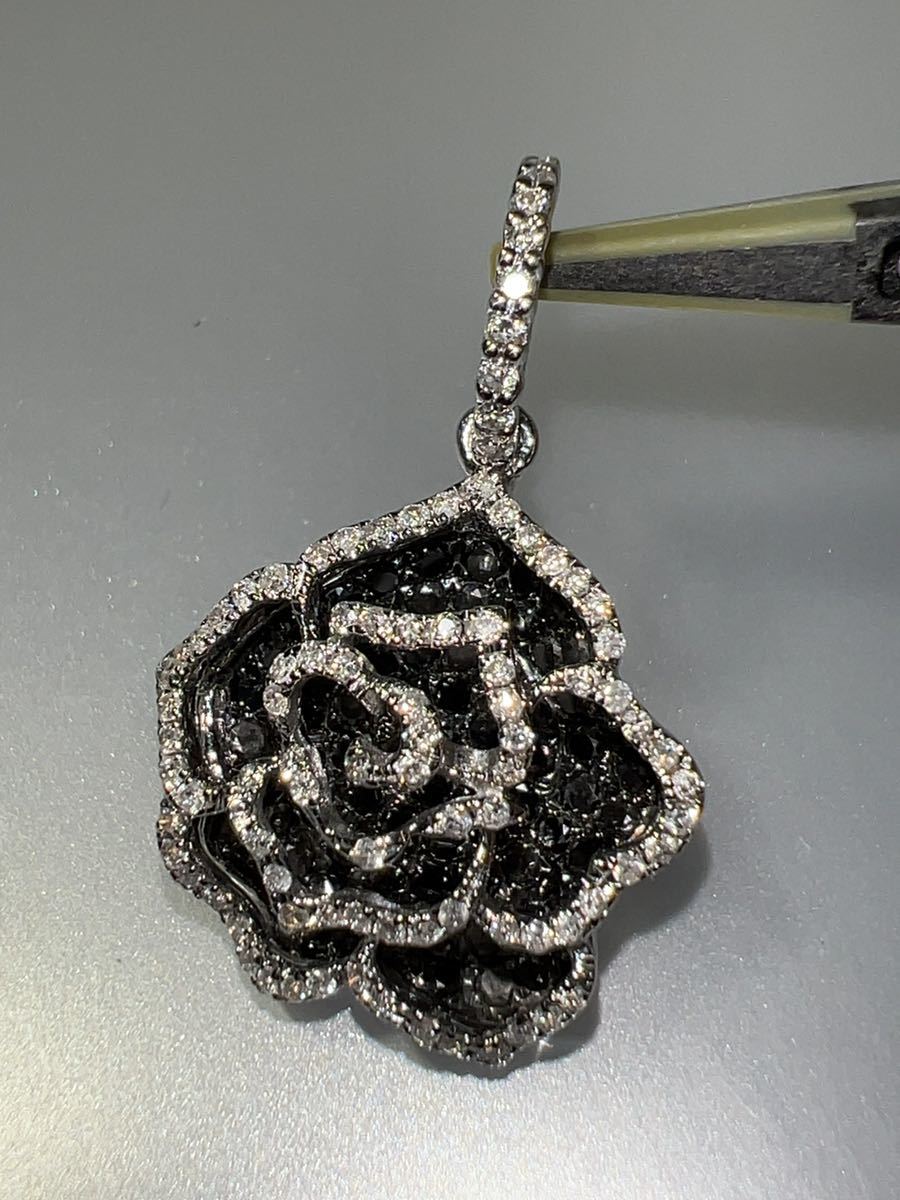 [ stock disposal ]K18WG black diamond Monde, diamond pendant KS3391