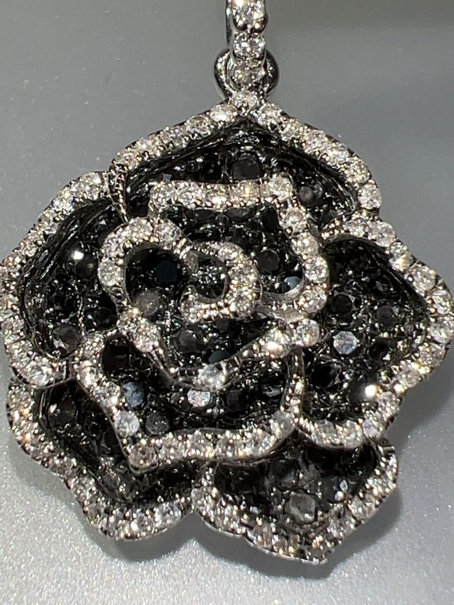 [ stock disposal ]K18WG black diamond Monde, diamond pendant KS3391