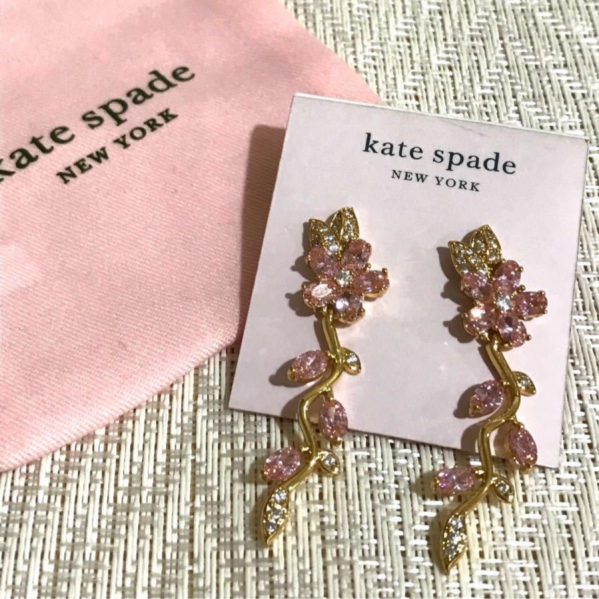 セール☆kate spade Precious Bloomフラワージュエルピアス kate spade ケイトスペード フラワー ピンク ビジュー ロング