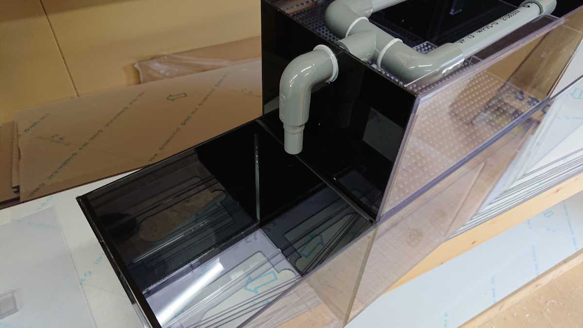90cm ガラス水槽用上部フィルター 3面ブラック レイシーポンプ仕様