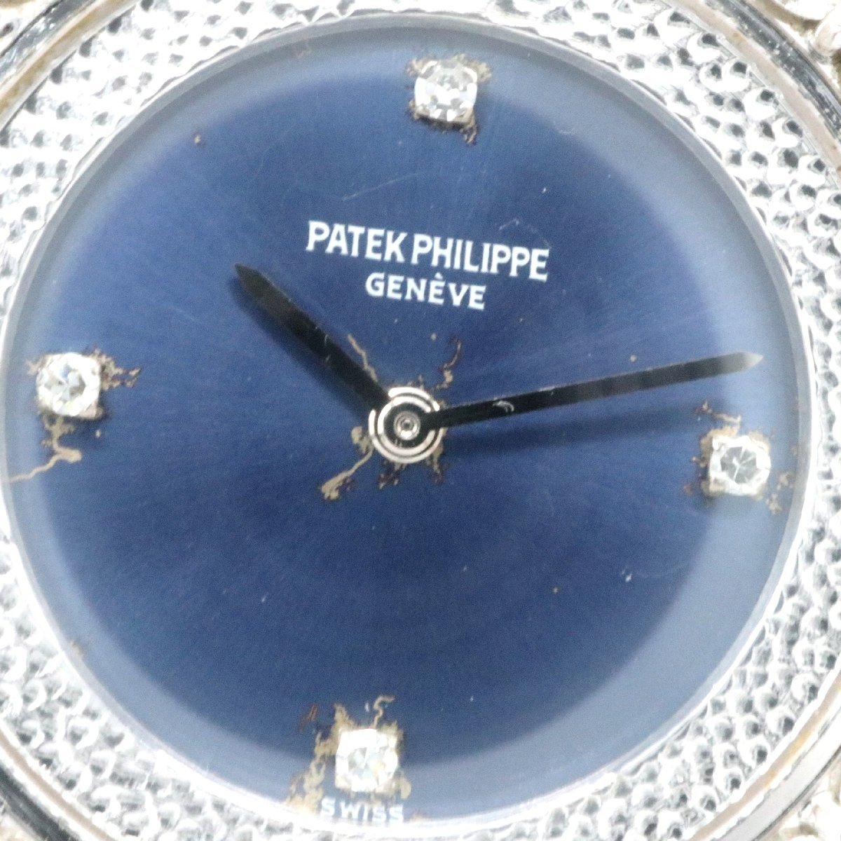 【DJ】PATEK PHILIPPE/パテックフィリップ アンティーク K18WG ダイヤモンド 手巻き ブルー系文字盤 腕時計 動作品 R5001561919_画像9