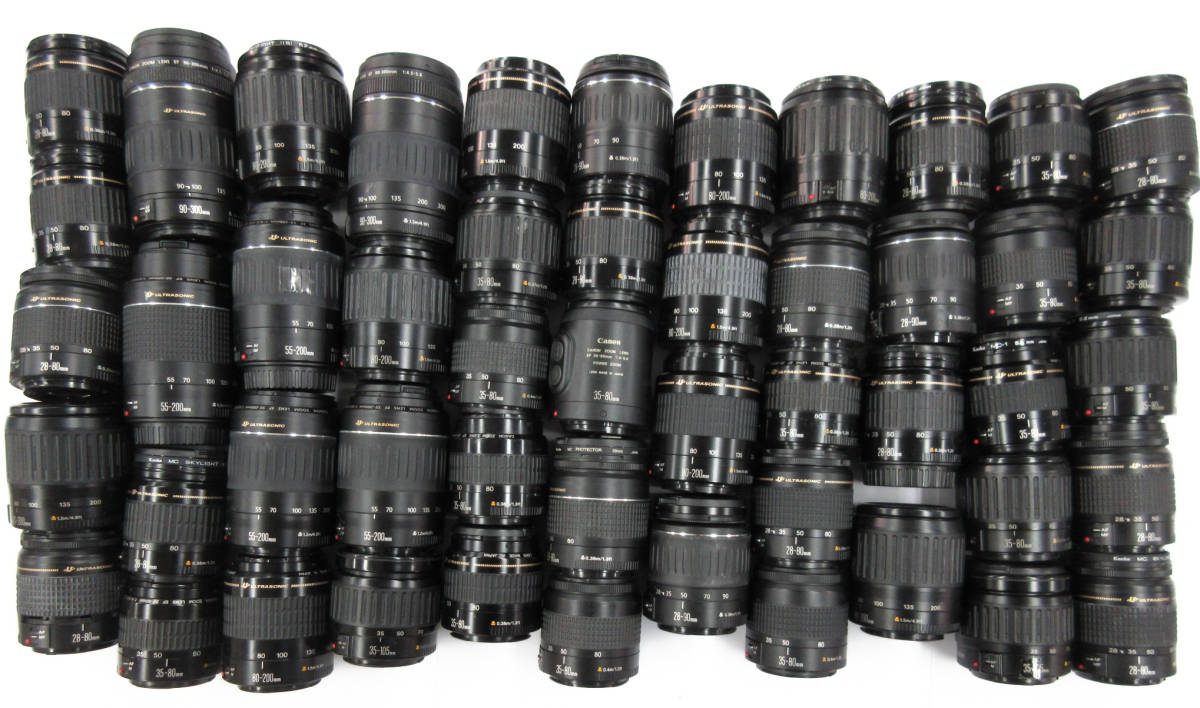 (2524)ジャンク EFレンズ Canon 28-80mm 3.5-5.6Ⅱ 80-200mm 4.5-5.6 等 まとめて 大量セット 50本 動作未確認 同梱発送不可_画像1