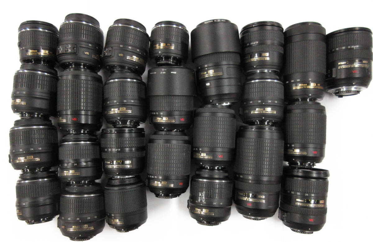(2501)ジャンク NIKKORレンズ Nikon AF-S DX18-55mm 3.5-5.6G VR 等 ニコン まとめてセット 25本 動作未確認 同梱発送不可_画像1