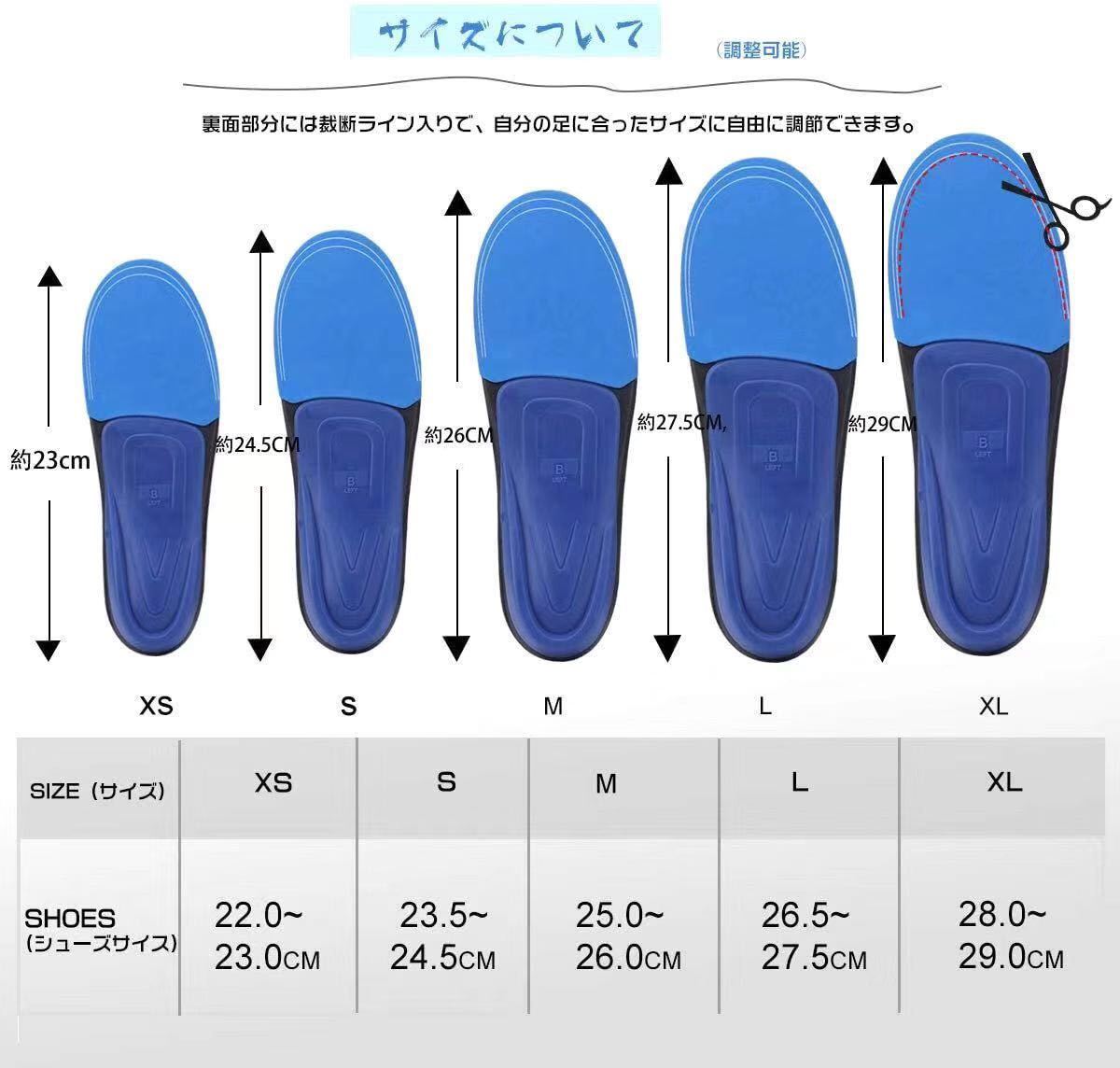 インソール 扁平足アーチサポート アーチ型 土踏まず中敷きクッション サイズXS 2足セット