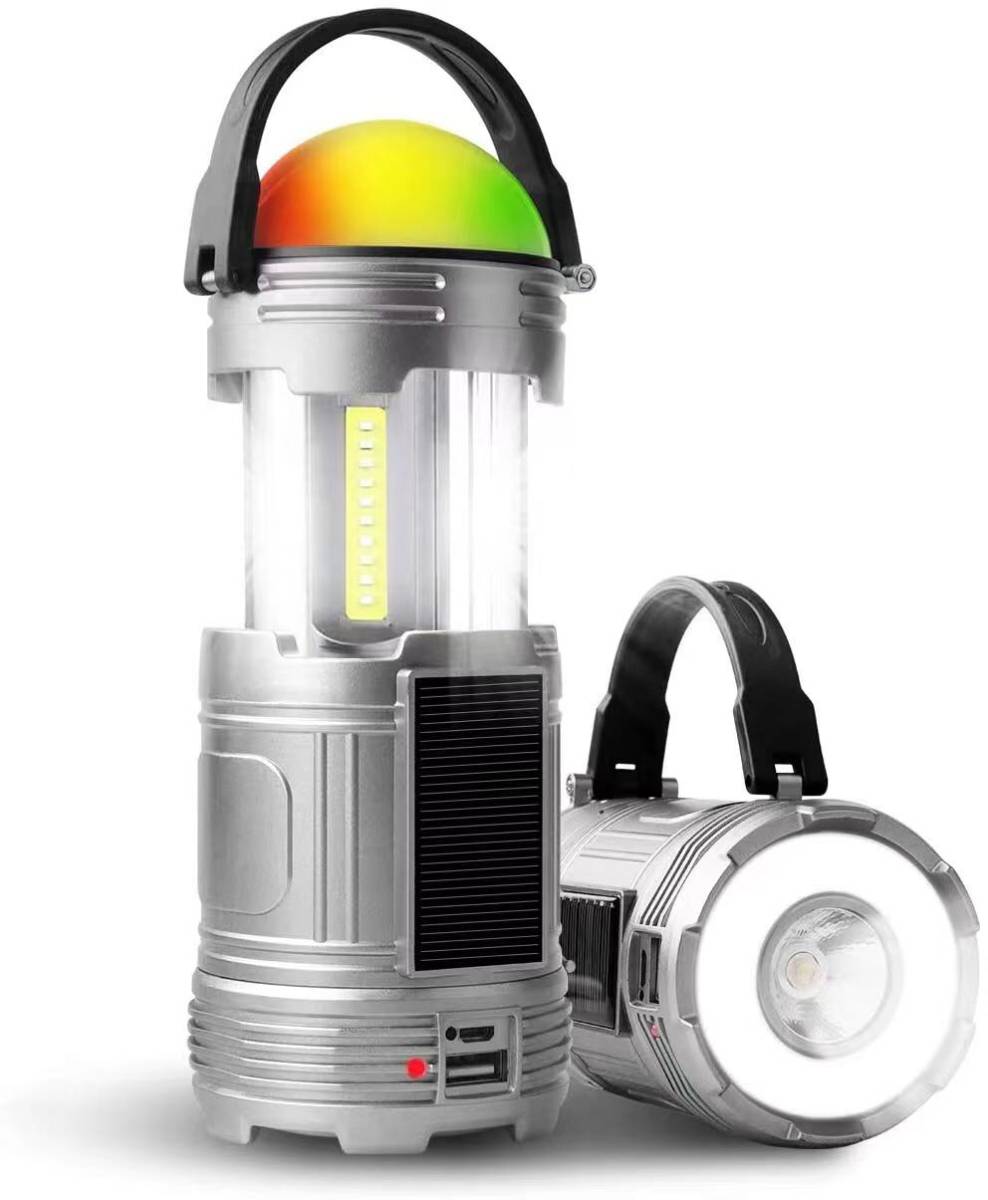 LEDランタン usb充電式 ソーラーランタン充電式 電池式 3 in 1給電方法 キャンプランタン 高輝度 軽量 防水 7色雰囲気ライト