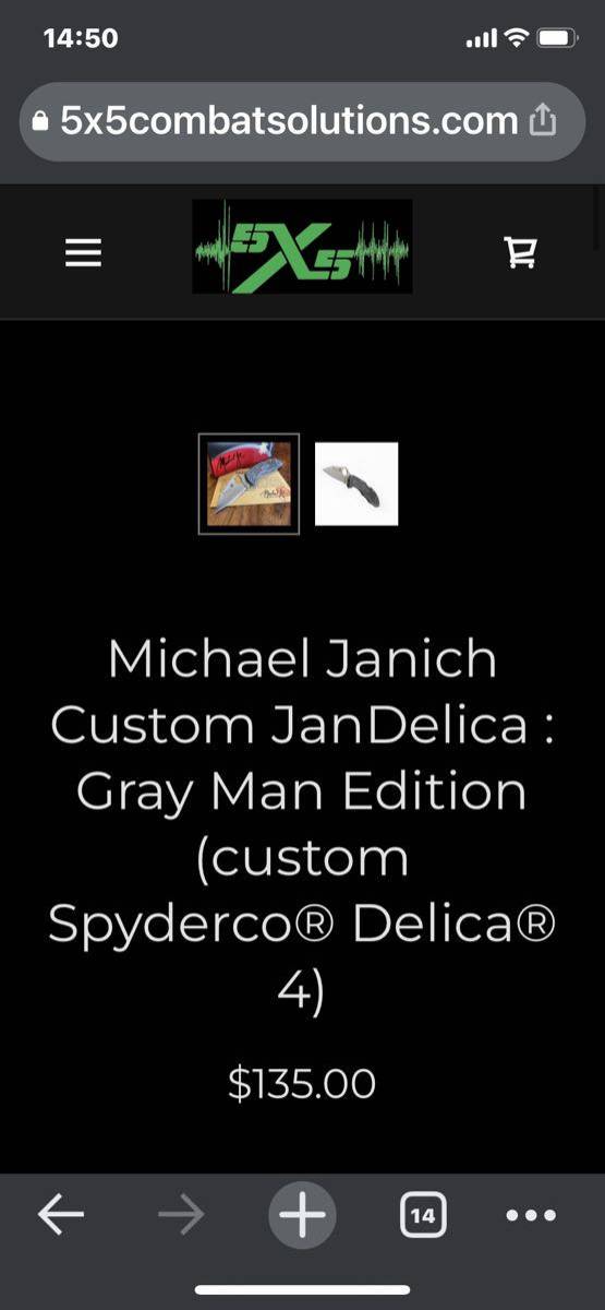 5x5 Michael Janich Custom JanDelica : Gray Man Edition (custom Spyderco Delica 4) + 「17EDC」工房製 チタンスケール