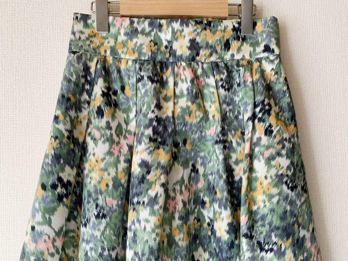  Iena IENA. worn flower gathered skirt green 36 unused floral print long skirt 