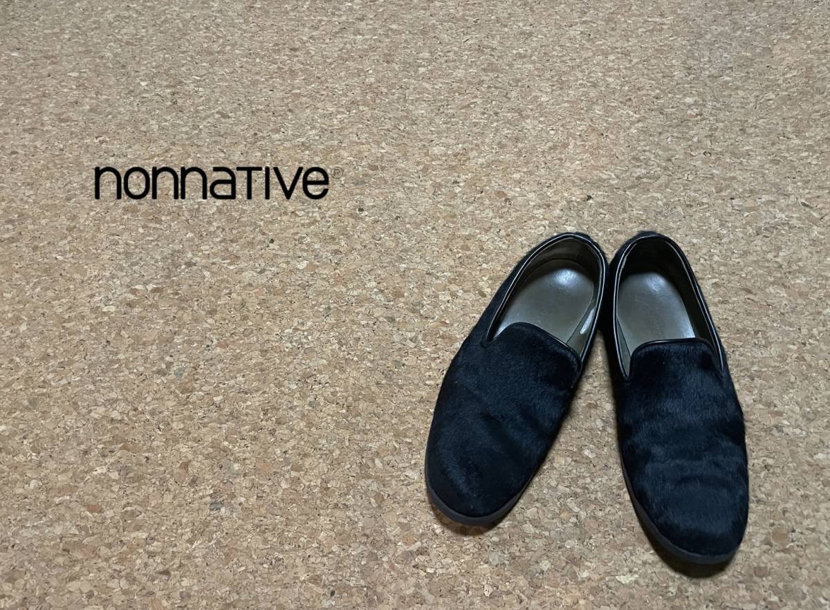 ◯ NONNATIVE × REGAL ハラコ レザー オペラ シューズ / ノンネイティブ リーガル スリッポン ローファー 革靴 黒 25㎝ Mens #Sirchive