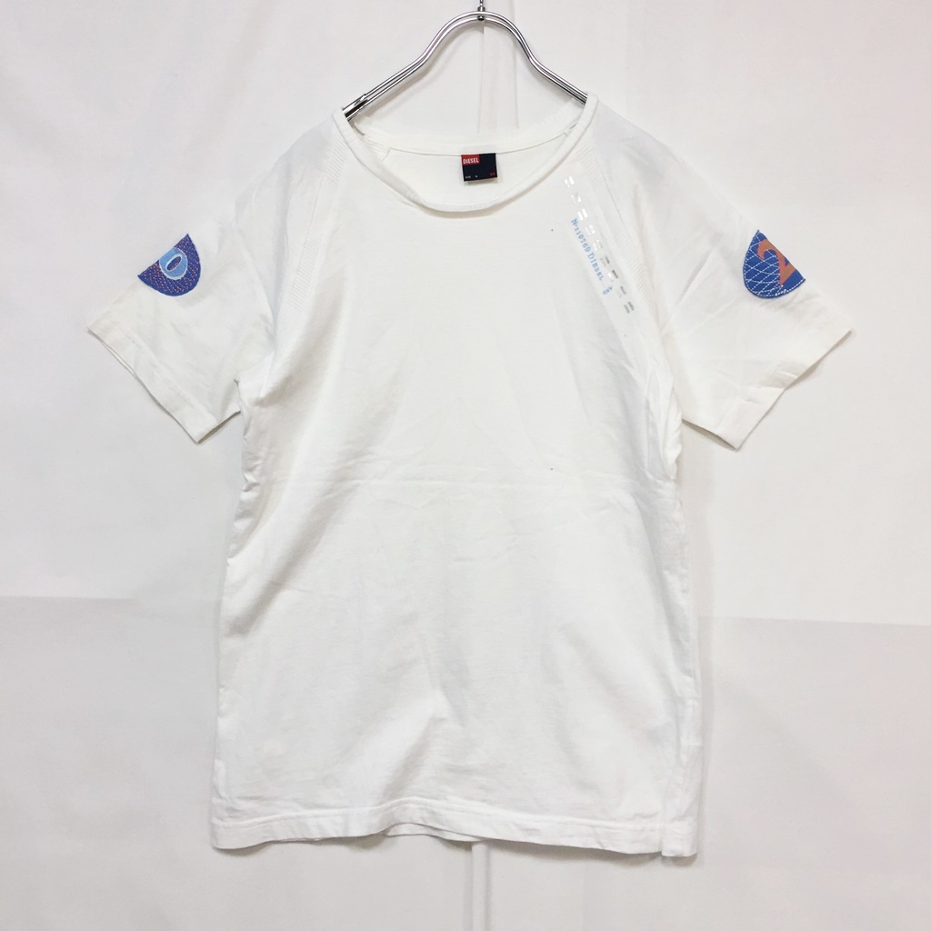 【人気】DIESEL/ディーゼル 半袖Tシャツ コットン100％ ホワイト サイズM/S3437_画像2