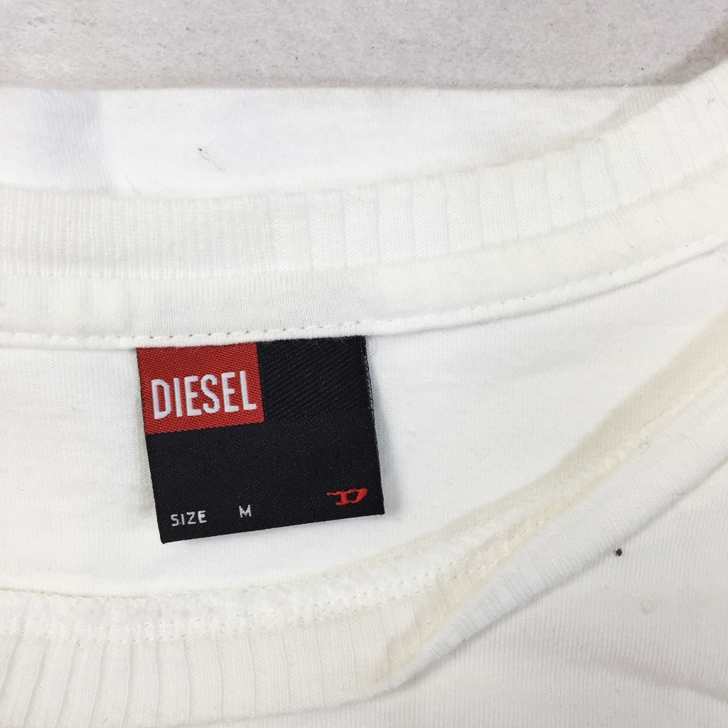 【人気】DIESEL/ディーゼル 半袖Tシャツ コットン100％ ホワイト サイズM/S3437_画像5