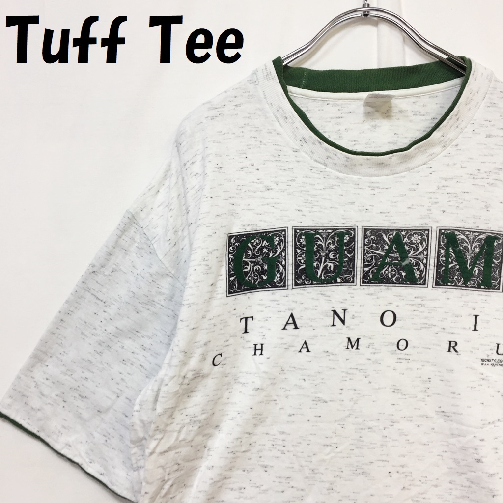 【人気】Tuff Tee USA製 半袖Tシャツ グアム コットン100％ プリント ライトグレー サイズXL/S3204_画像1