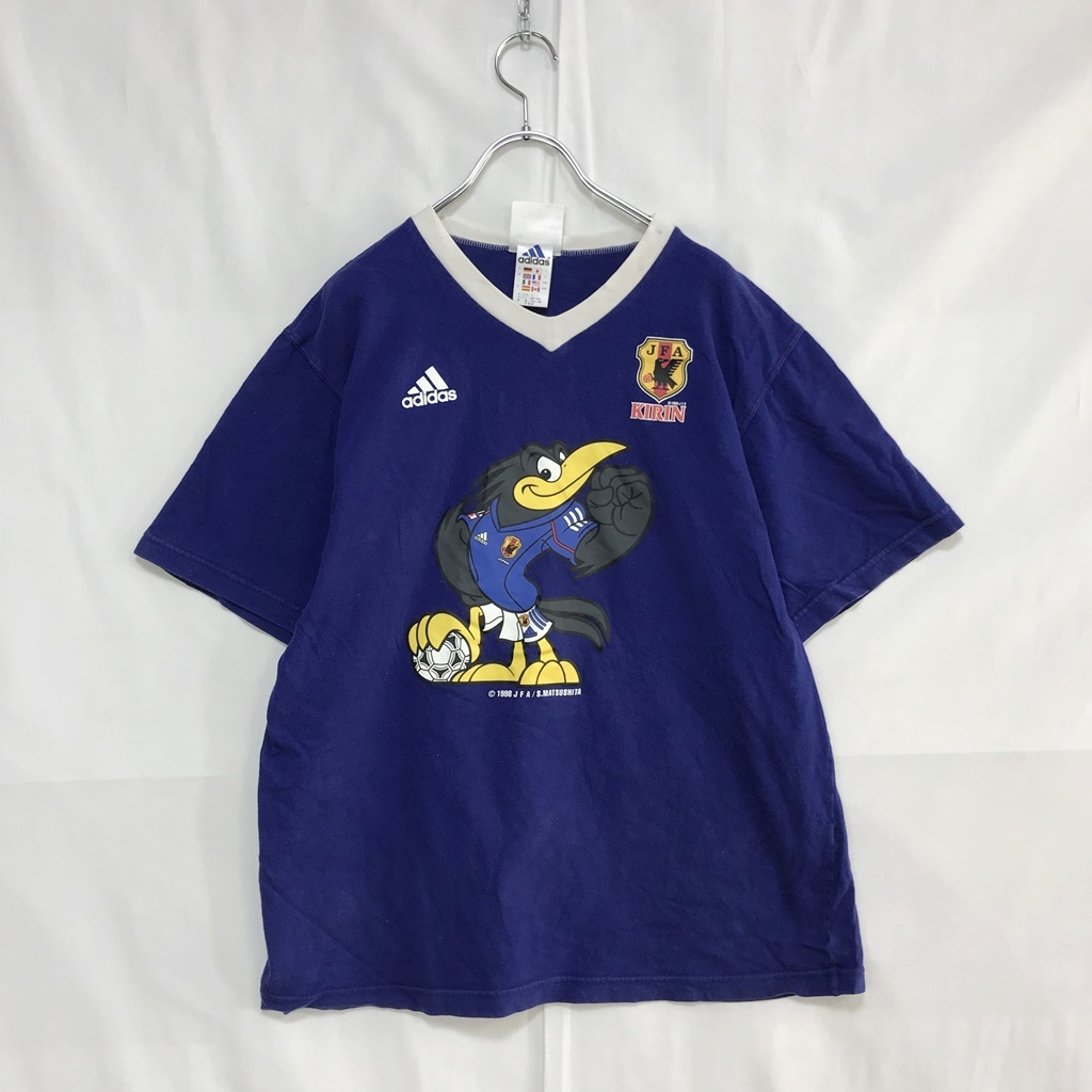 【人気】adidas/アディダス JFA 日本サッカー協会 半袖 プリント Tシャツ KIRIN コットン100％ ブルー サイズL/S3396_画像2