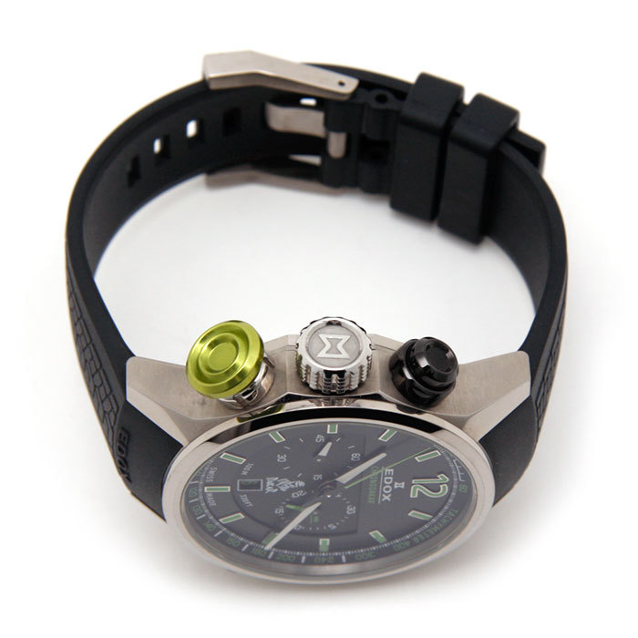 中古美品 エドックス 腕時計 EDOX クロノラリー クロノダカールⅢ QZ 10303-TIN-NV 1000本限定 ラバー ブランド腕時計 メンズウォッチ