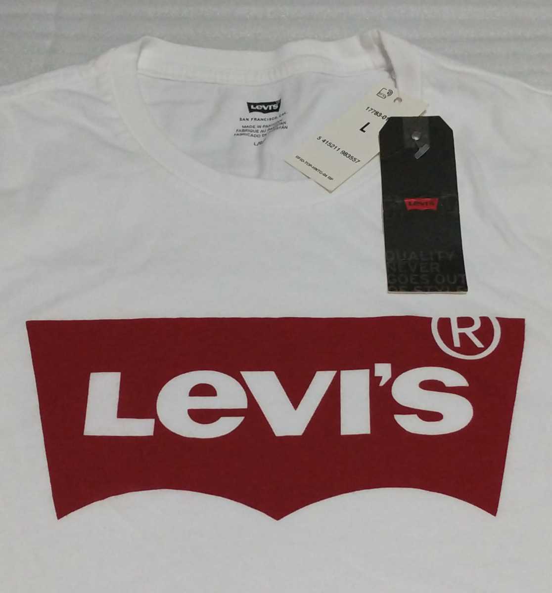 未使用 LEVI'S LEVIS リーバイス半袖バットウイング ロゴTシャツ トップス ティー ホワイト白レッド赤メンズ サイズL ジャパンXL 177830140_プリントの部分です。