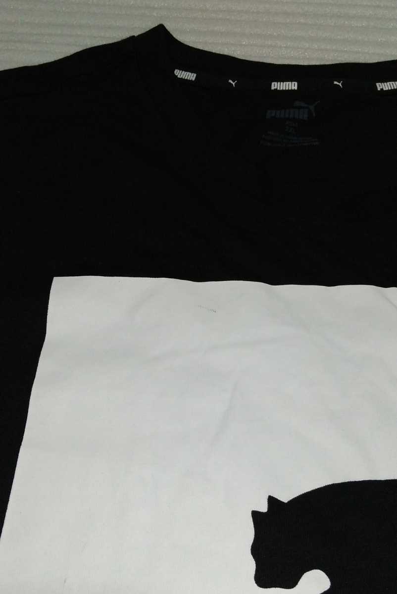 未使用 PUMA ボックス ビッグ ロゴ プリント 半袖Tシャツ メンズ サイズ XXL 102-106 プーマ ジャパン 581386 ブラック黒ホワイト白 綿100%_※プリント部分に多少のスレ汚れがあります