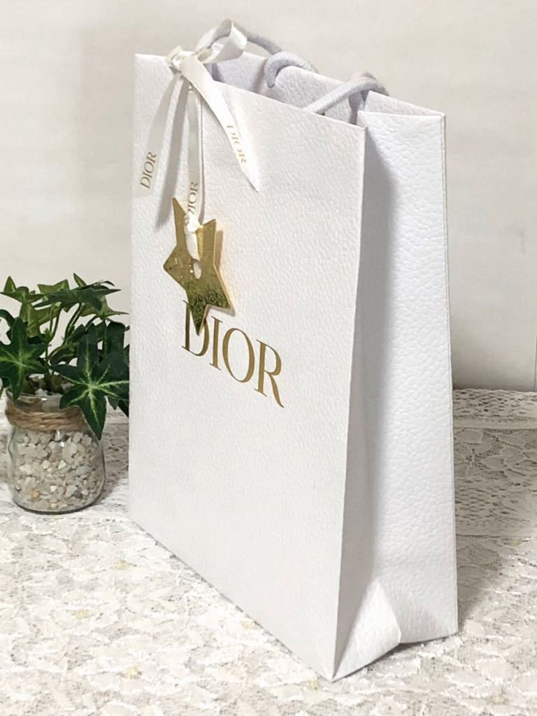 クリスチャン・ディオール「Christian Dior」スターチャーム付きショッパー (619) ショップ袋 ブランド紙袋金ロゴ 金メタルチャーム付き