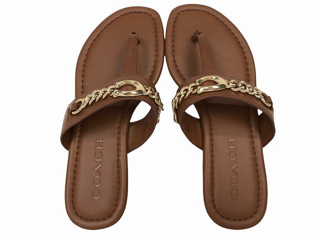 COACH / コーチ トングサンダル レザー FG3443 チェーン レディース