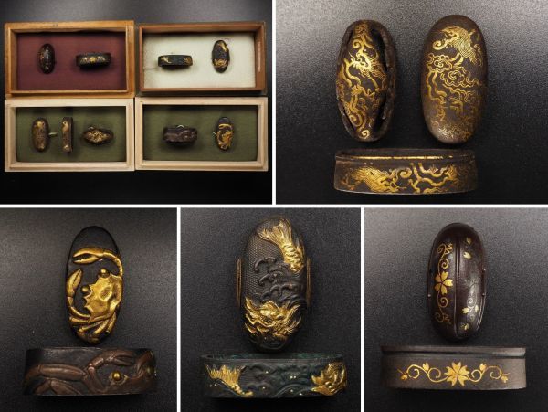 刀装具 縁頭 4組 色々まとめて / 金工 日本刀 武具 刀剣 刀 鍔 金具