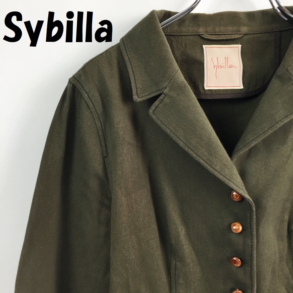【人気】Sybilla/シビラ コットン ジャケット カーキ サイズL レディース/S4262_画像1