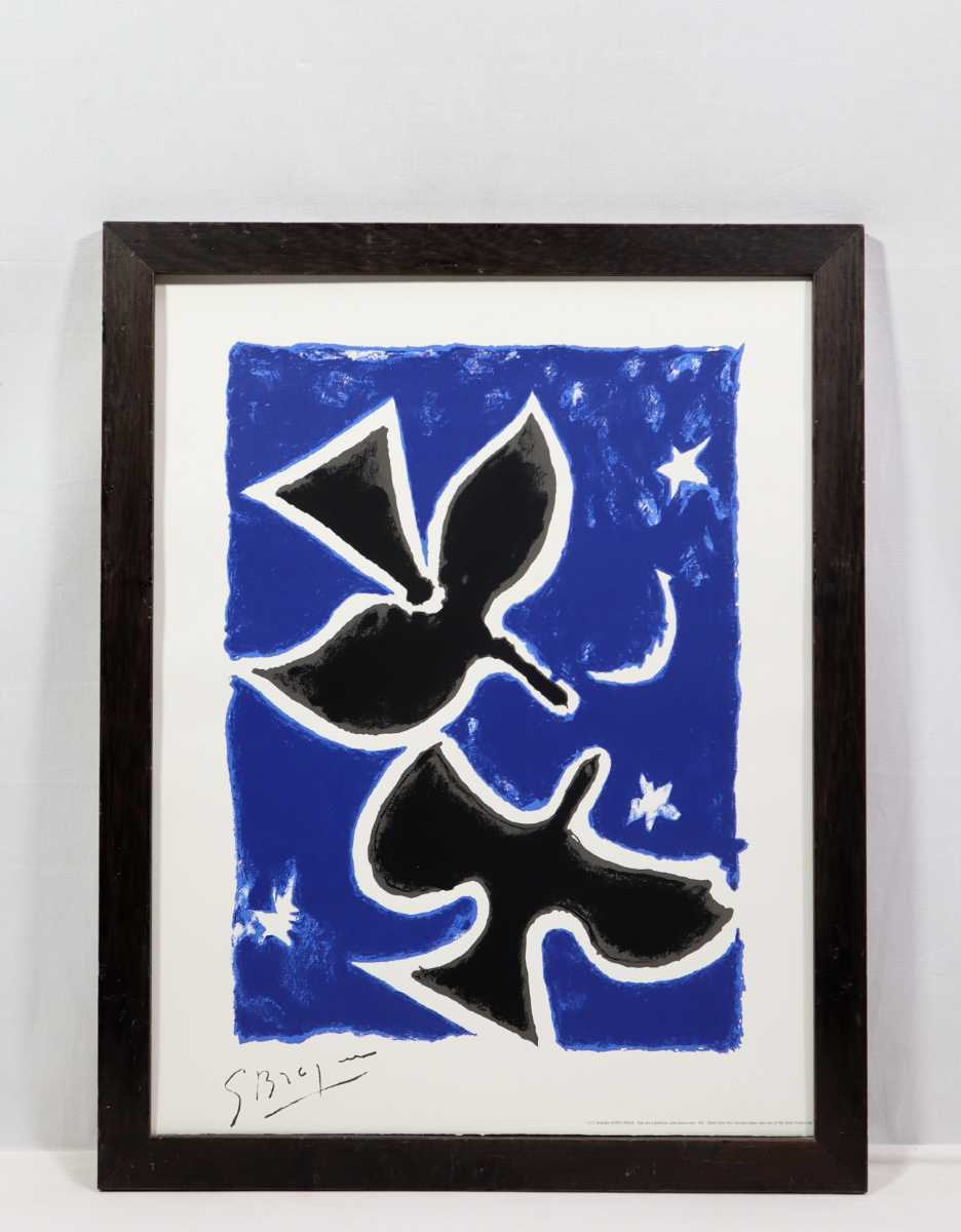正規品 ジョルジュ・ブラック セリグラフ「二羽の黒い鳥」画寸 29.5×41cm キュビスム創始者 ルーブル美術館アンリ二世の部屋の天井画 5799