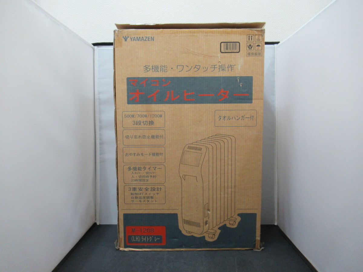  used YAMAZEN mountain . oil heater M-1208 8 sheets fins maximum 1200w home heater operation verification settled 