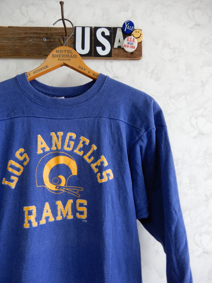 状態良好!RAMS!80sチャンピオン3段トリコタグフットボールビンテージTシャツUSA製アメリカ80年代米国NFLヴィンテージ_画像1