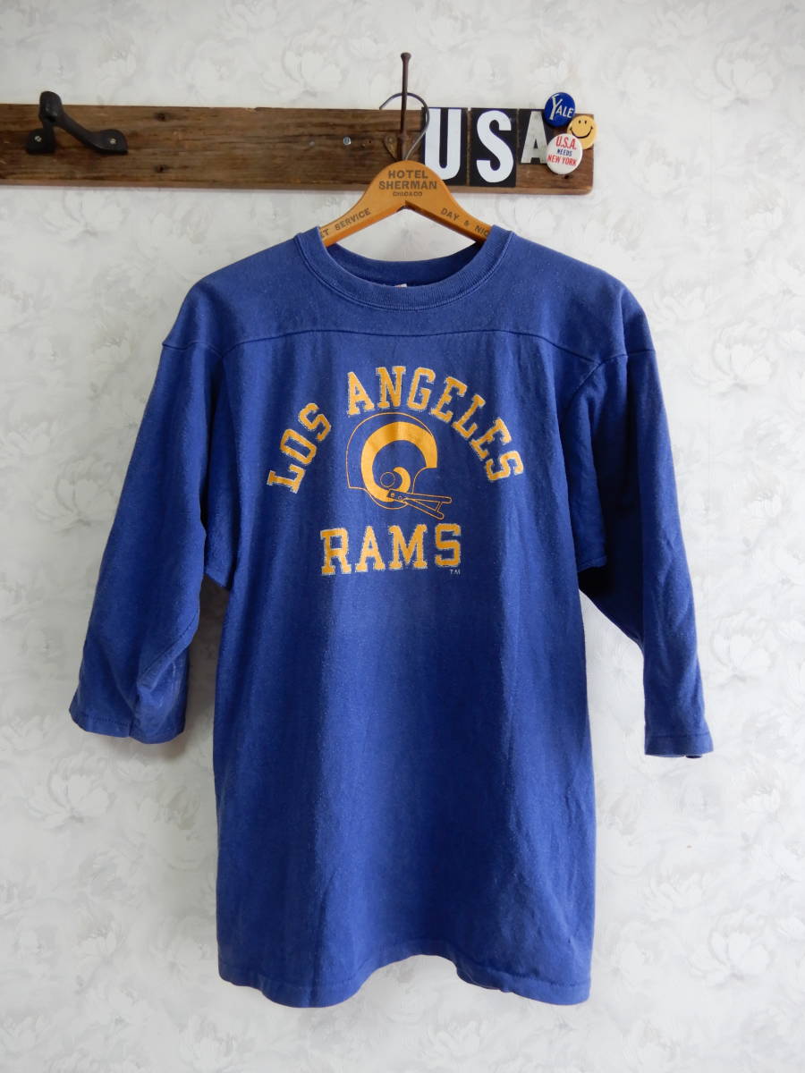 状態良好!RAMS!80sチャンピオン3段トリコタグフットボールビンテージTシャツUSA製アメリカ80年代米国NFLヴィンテージ_画像2