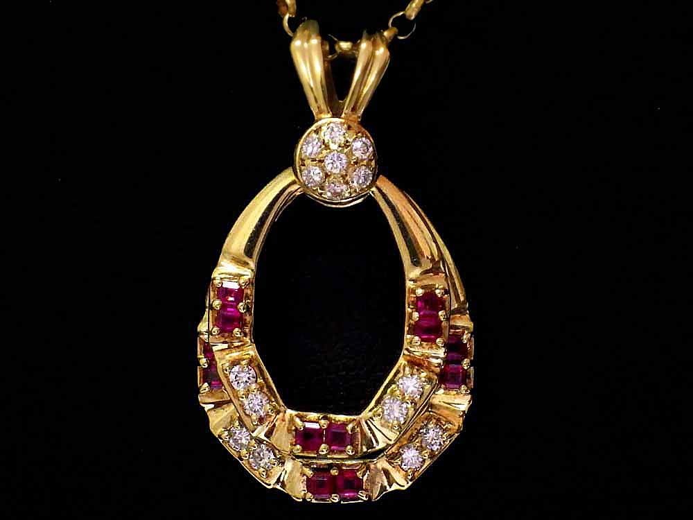 ルビー ダイヤモンド スウィング ネックレス K18 12.6g 50cm Jewelry Ruby Dia Swing Necklace 