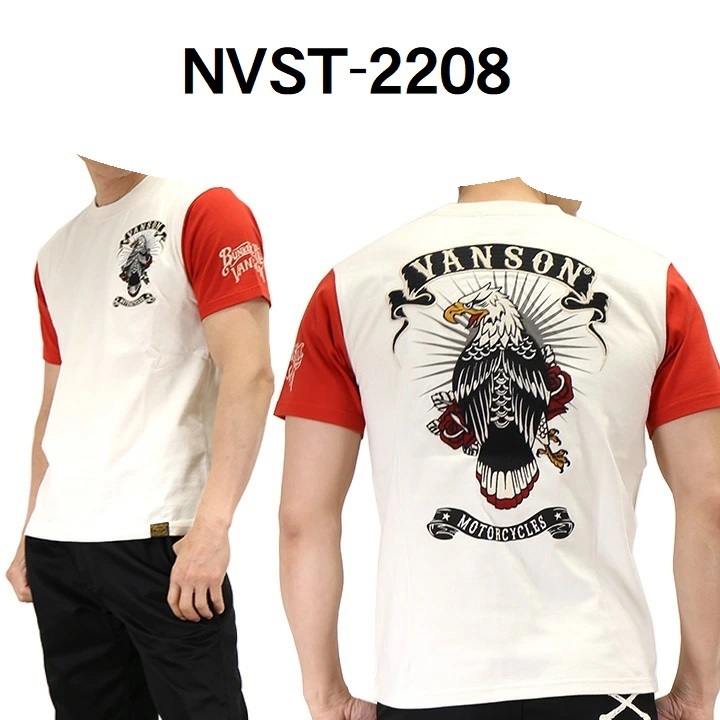 即出荷】 【サイズM】VANSON 半袖Tシャツ NVST-2208－ナチュラル 文字 