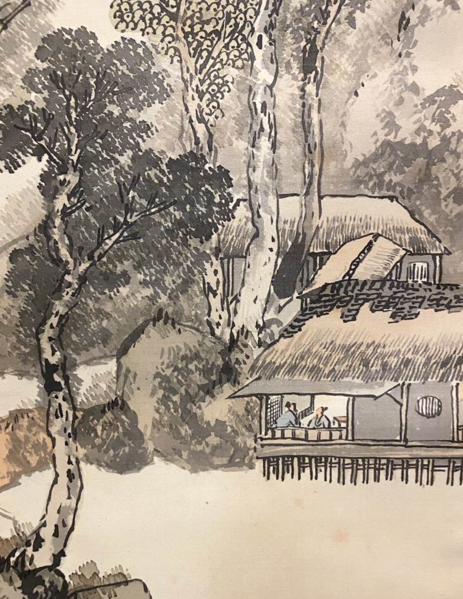 真作】 松林桂月 淡彩秋景山水 共箱 絹本著色 佳幅 大正期 山口 帝室