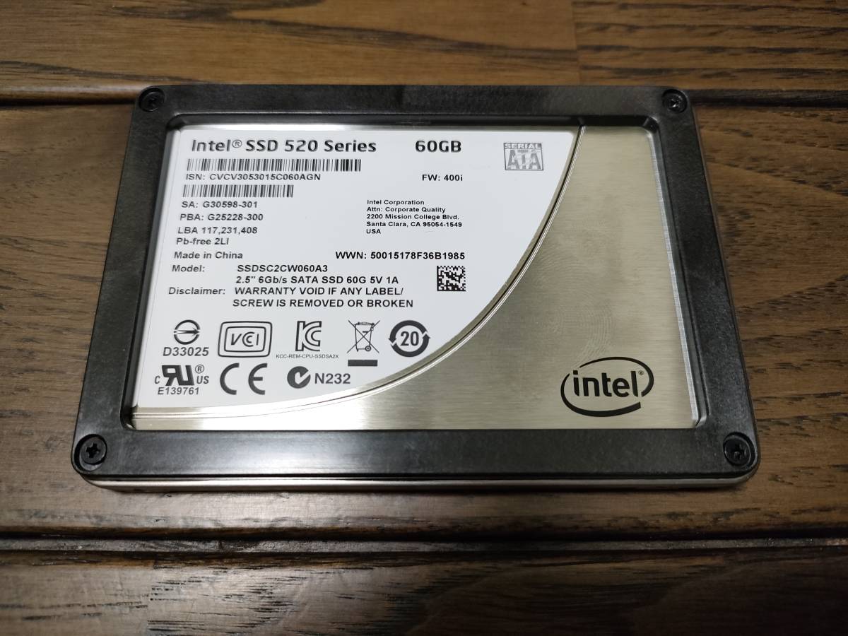 intel SSD 520 Series 60GB SSDSC2CW060A3 MLC 使用83時間 送料無料