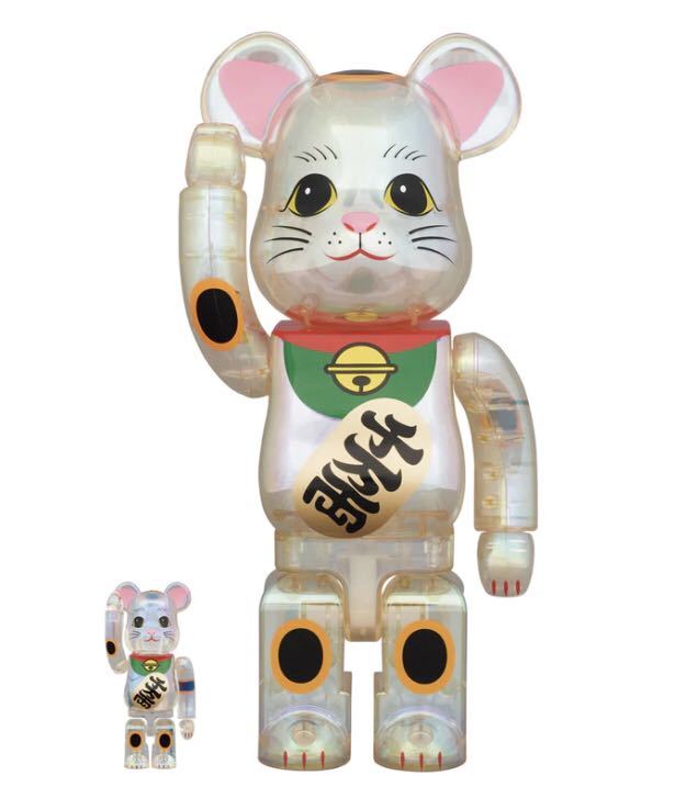 BE@RBRICK ベアブリック 招き猫 桃色透明メッキ 100 % 400% | www