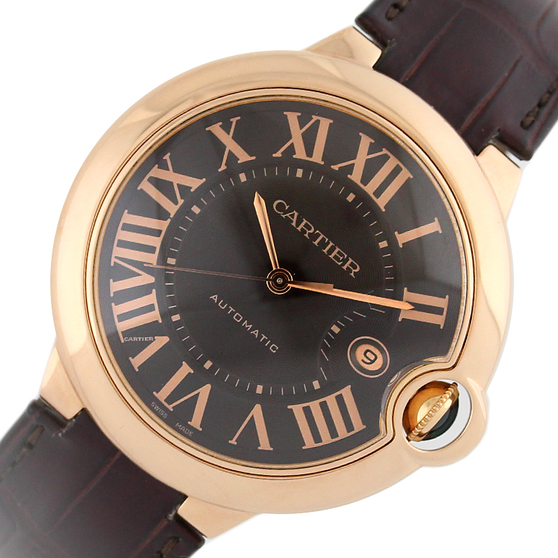 カルティエ Cartier バロンブルー LM W6920037 PG無垢 チョコレート文字盤 自動巻き メンズ 腕時計 