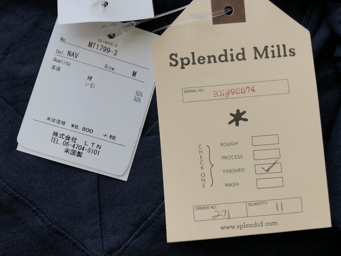 新品 定価9680円 USA製 スプレンディッドミルズ Vネック 長袖Tシャツ　　レーヨン×コットン SPLENDID MILLS ロンT 柳5492_画像4