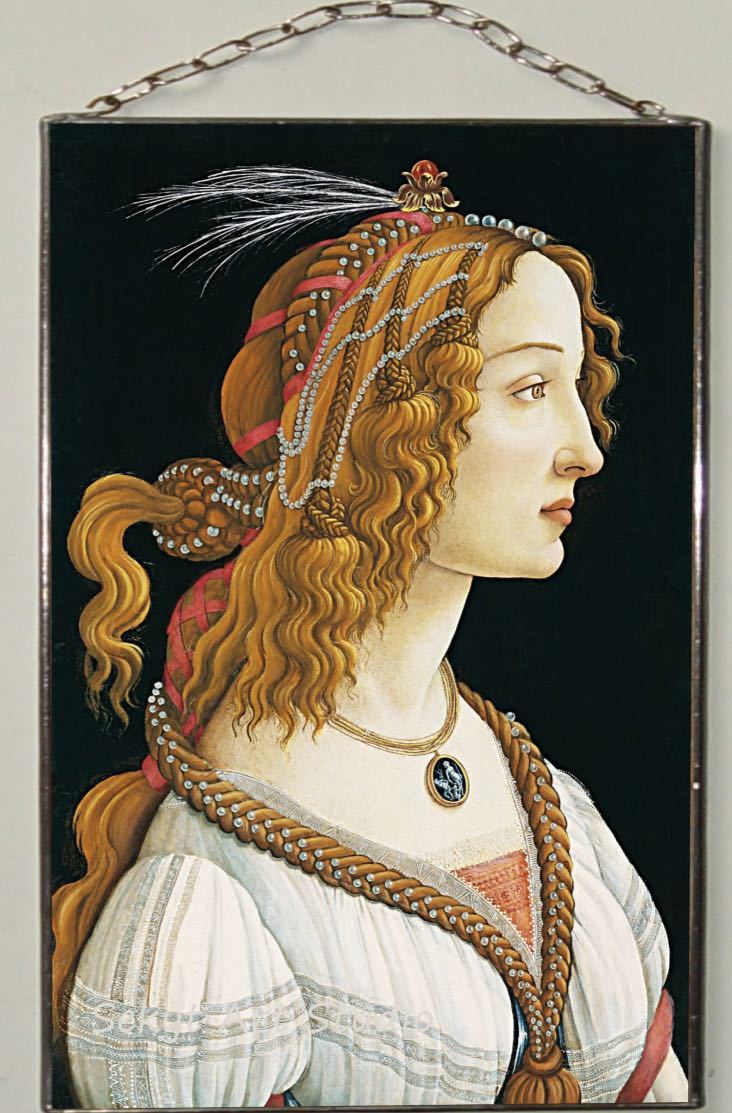 サンドラ・ボッティチェリPortrait of Simonetta Vespucci　ステンドグラス　アートガラス