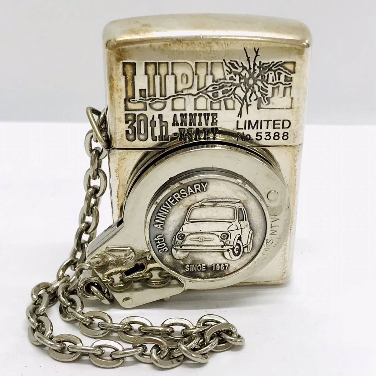 1円~ Zippo/ジッポー 1997年製 ルパン三世 30周年記念 手錠付き 限定シリアル入り 愛車 フィアット モンキーパンチ/コレクション/B6