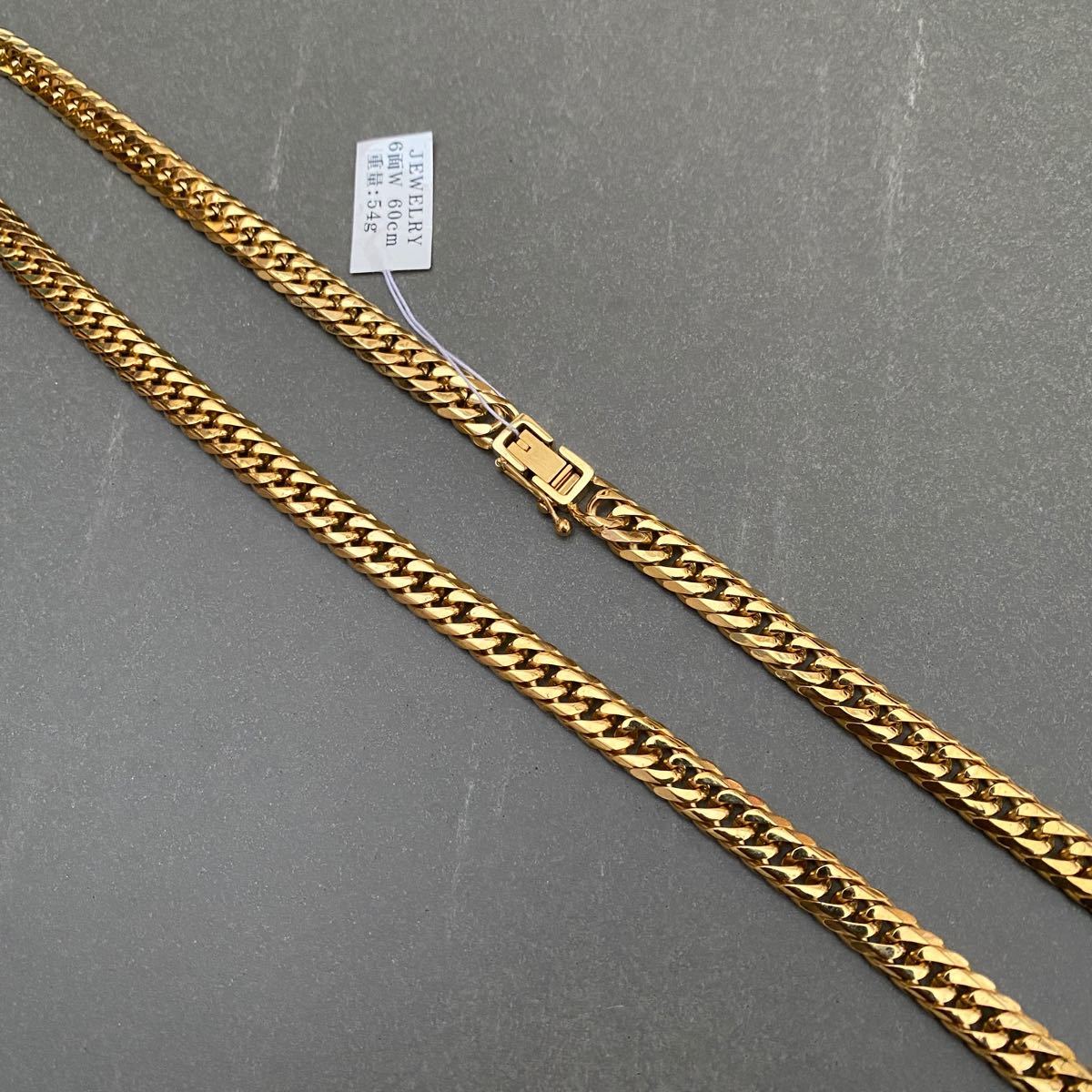 喜平 6面ダブル 特注品 60cm 中折れ式留め具 セーフティ付き 喜平 6面ダブル 特注品 60cm 中折れ式留め具 セーフティ付き