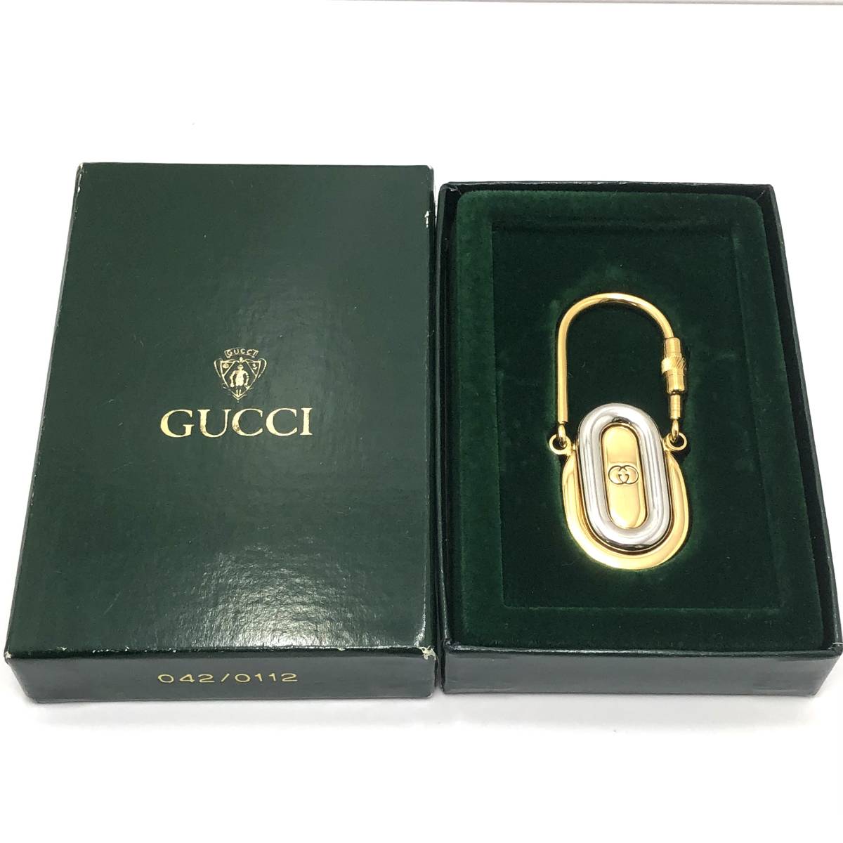 グッチ GUCCI オールドグッチ GG キーホルダー キーリング チャーム ゴールド×シルバー ヴィンテージ 箱付き イタリア製 アンティーク_画像2