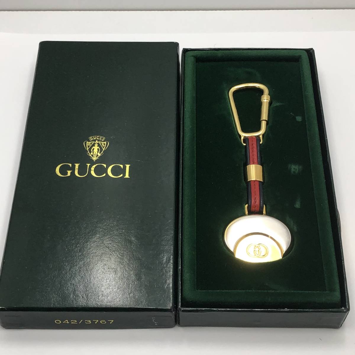 グッチ GUCCI オールドグッチ キーホルダー キーリング GG ゴールド×シルバー レザー ヴィンテージ イタリア製 アンティーク_画像2