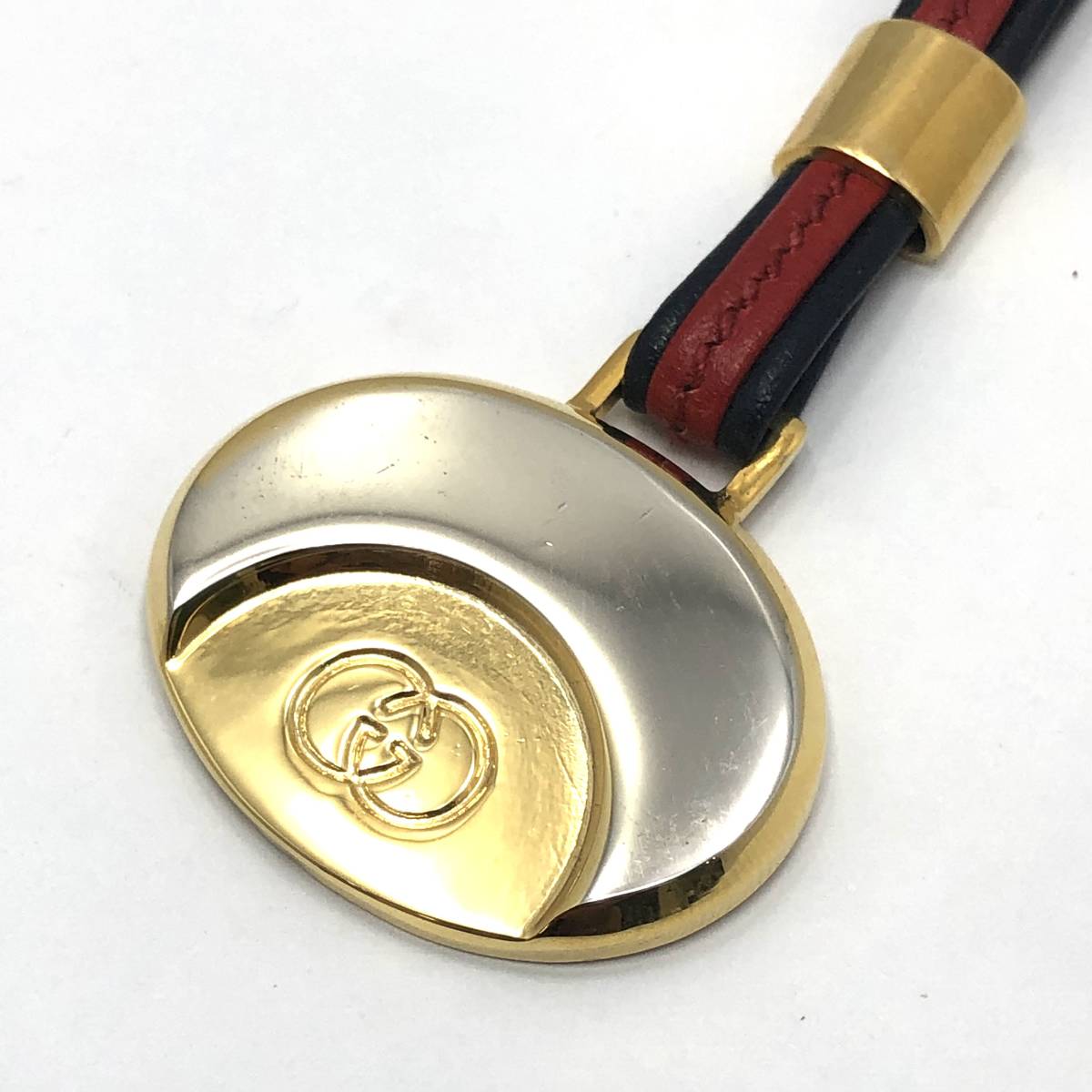 グッチ GUCCI オールドグッチ キーホルダー キーリング GG ゴールド×シルバー レザー ヴィンテージ イタリア製 アンティーク_画像5