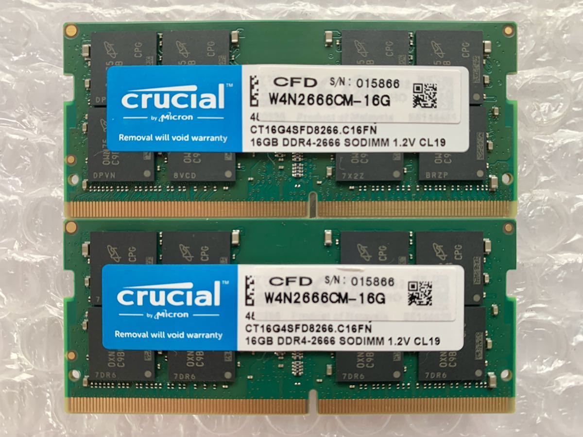 Crucial 16GB×2枚 計32GB DDR4 PC4-21300 ノートPC用 増設メモリ www