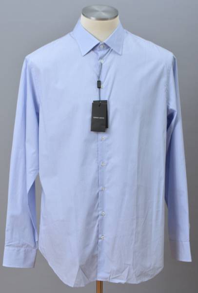 【SH428】シャツ ライトブルー コットン製 (37) ジョルジオアルマーニ黒ラベル 新品