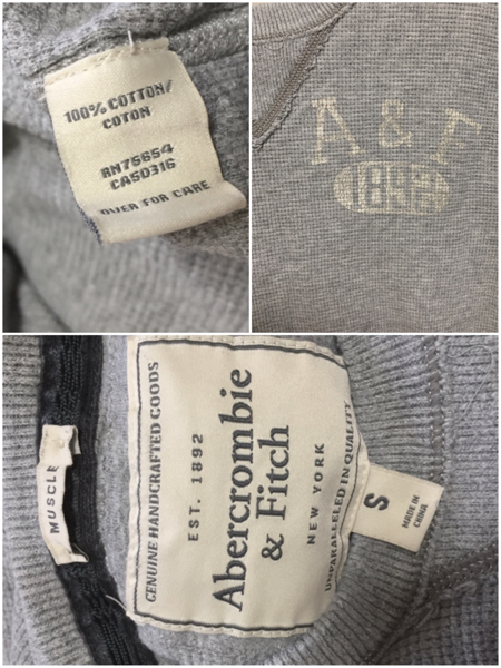 Abercrombie&Fitch Abercrombie & Fitch cotton cut and sewn long sleeve T shirt thermal gray S