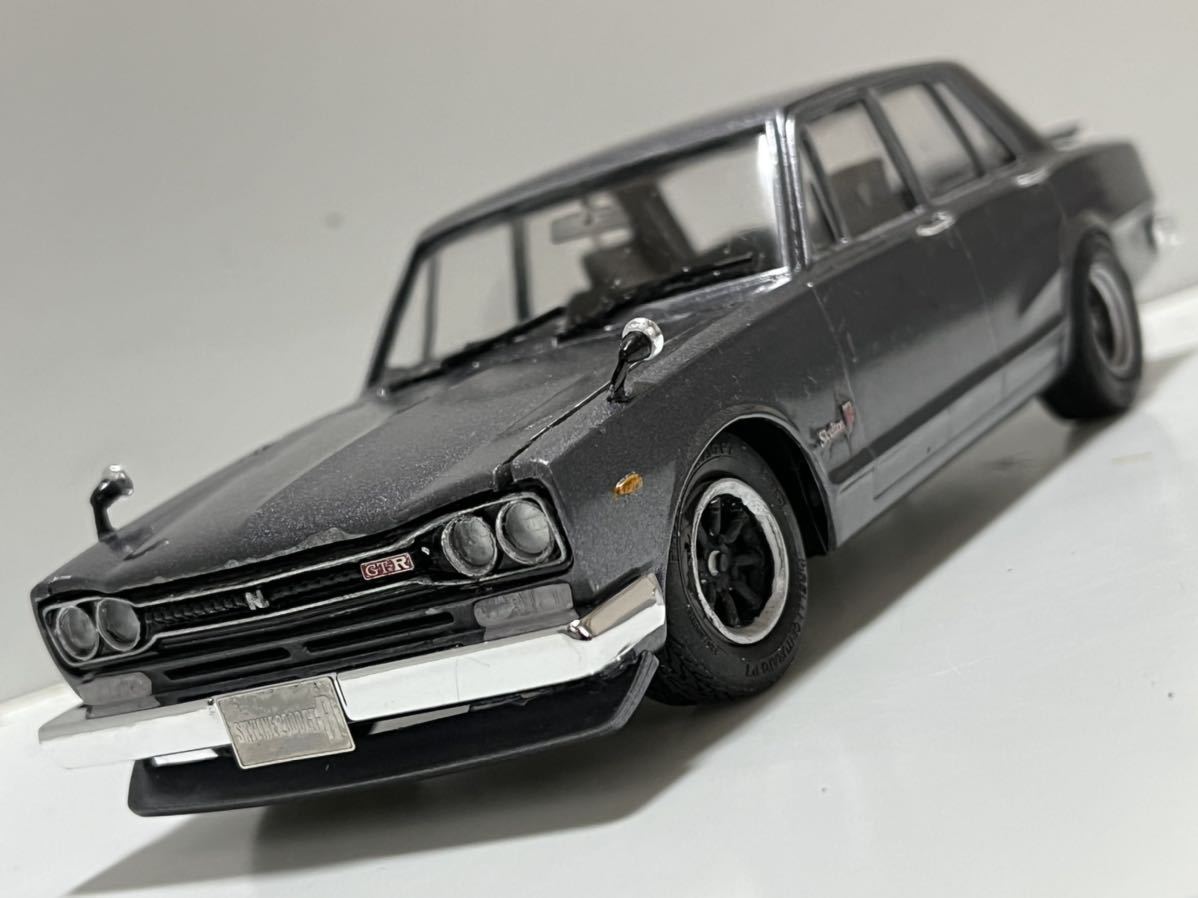 アオシマ 1/24 ハコスカGT-R 4Dr PGC10 「カスタム」完成品 送料無料!