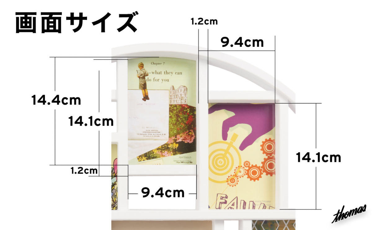 ◆内寸：102×152mm◆ フォトフレーム 9面 壁掛け 和風 洋風 アートギャラリー サークル型 ディスプレイ プレゼント インテリア_画像2