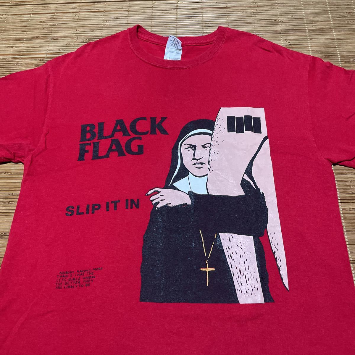 ランキング第1位 Tシャツ IN IT SLIP フラッグ ブラック FLAG BLACK レッド バンドT GILDANボディ M Tシャツ